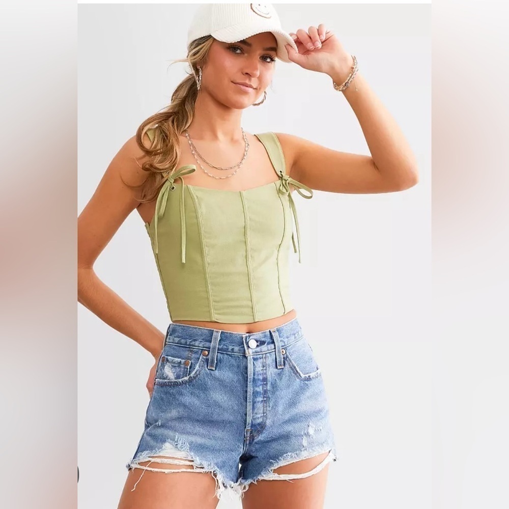 Levi’s Premium 501 High Rise Button Fly Denim Cutoff Shorts Raw Hem Size 25
